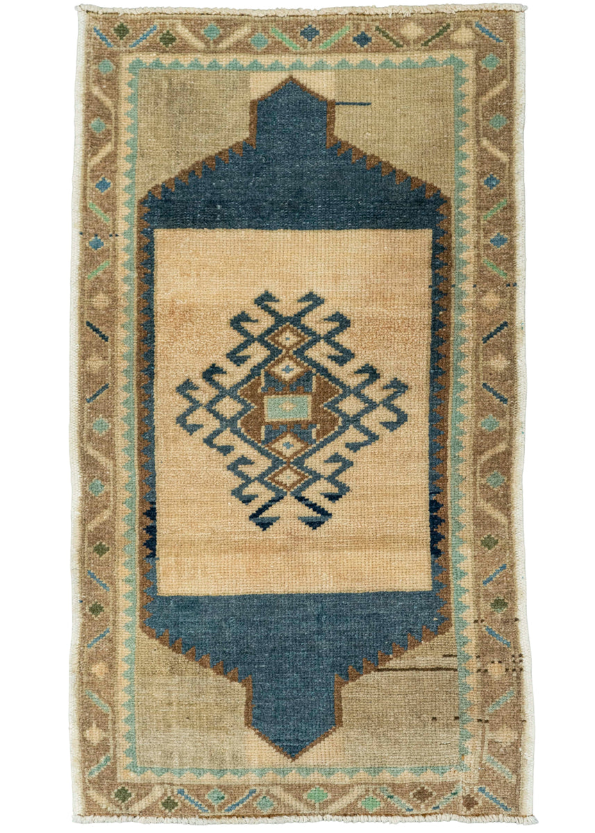 Turkish Mini Rug Oriental Hand Knotted Vintage Rug 1'7