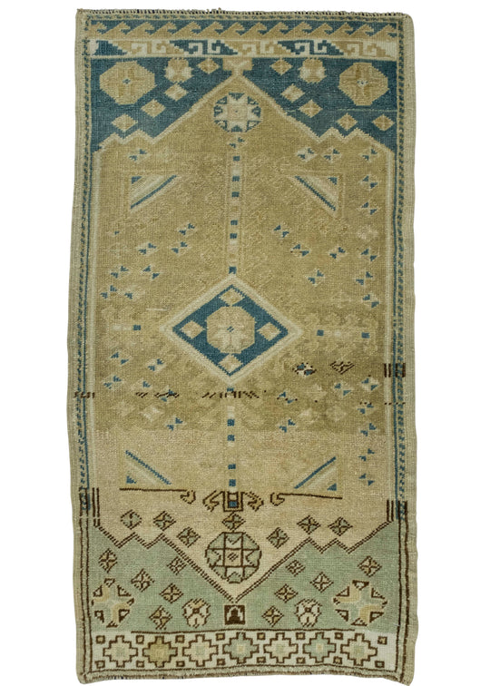 Turkish Mini Rug Oriental Hand Knotted Vintage Rug 1'10" x 3'6" #16651