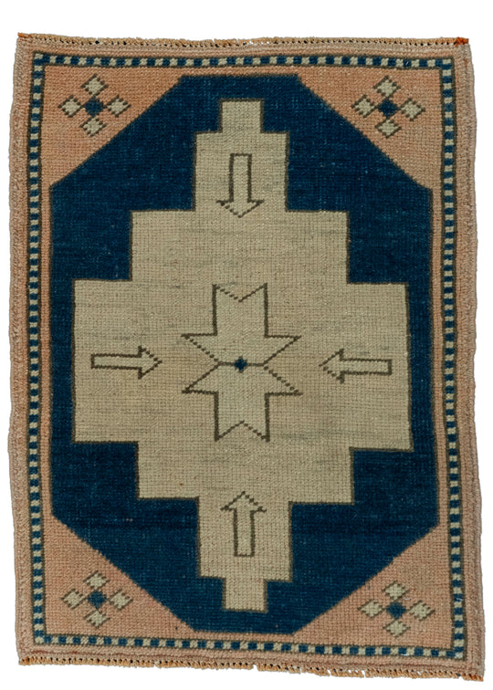 Turkish Mini Rug Oriental Hand Knotted Vintage Rug 1'10" x 2'5" #20618