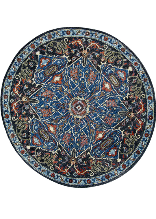 Oriental Hand Knotted Round Rug 4'11" x 5'1" #17854