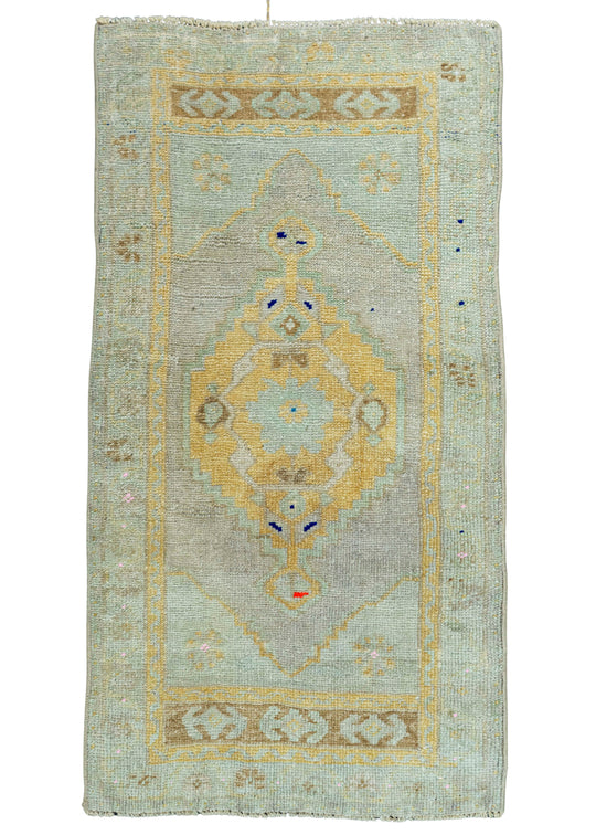 Turkish Mini Rug Oriental Hand Knotted Vintage Rug 1'7" x 3'1" #20738