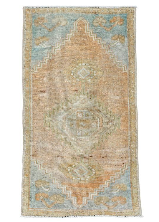 Turkish Mini Rug Oriental Hand Knotted Vintage Rug 1'5" x 2'8" #16876