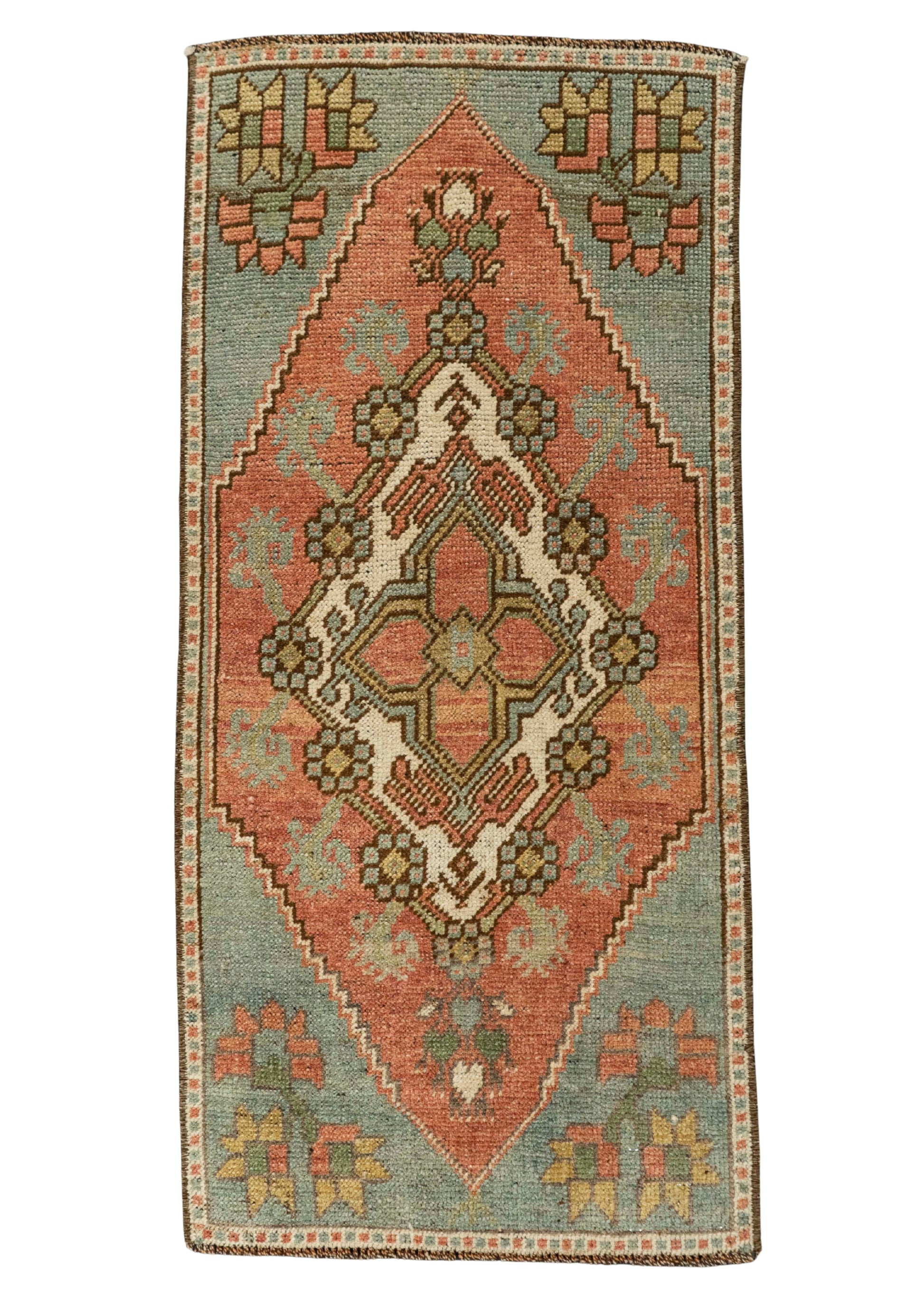 Turkish Mini Rug Oriental Hand Knotted Vintage Rug 1'5" x 2'11" #21294