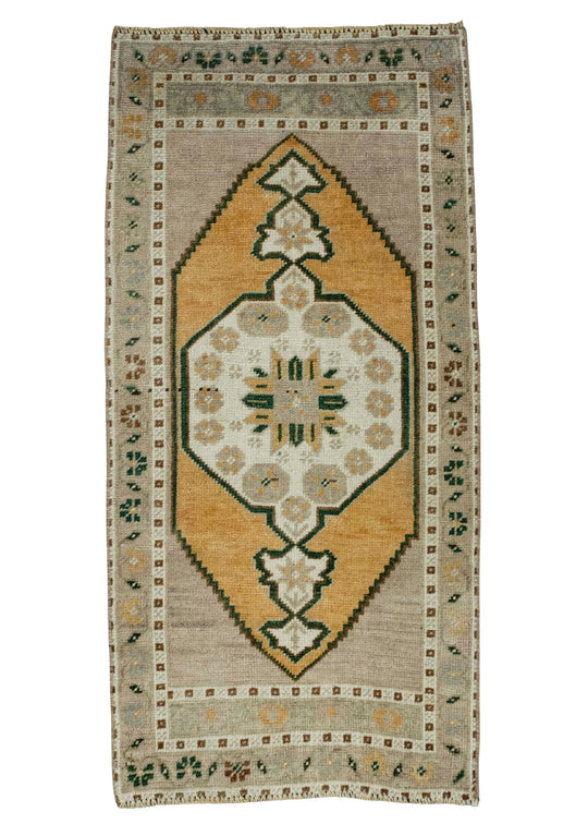 Turkish Mini Rug Oriental Hand Knotted Vintage Rug 1'10" x 3'8" #16269
