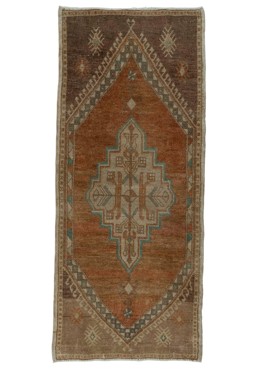 Turkish Mini Rug Oriental Hand Knotted Vintage Rug 1'9" x 4'1" #20617