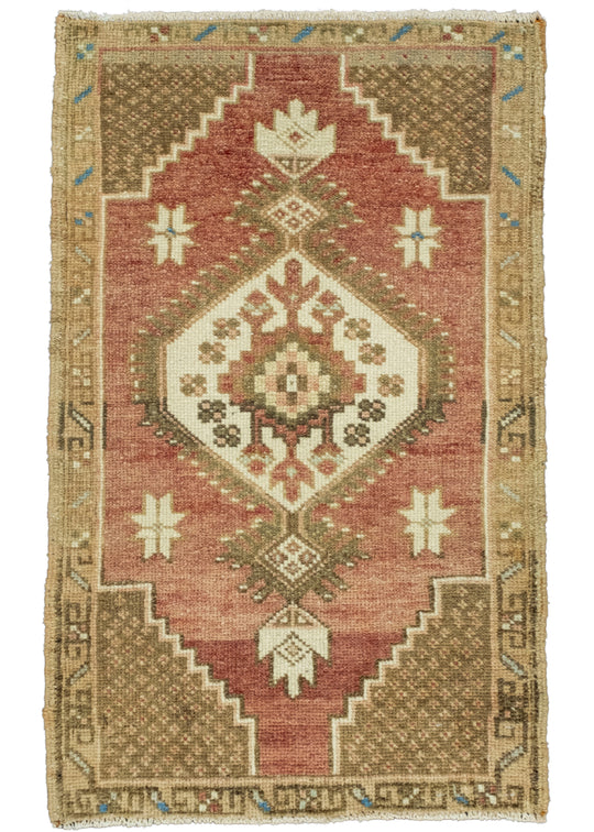 Turkish Mini Rug Oriental Hand Knotted Vintage Rug 1'8" x 2'8" #16636
