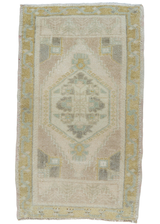 Turkish Mini Rug Oriental Hand Knotted Vintage Rug 1'10" x 3'2" #16889