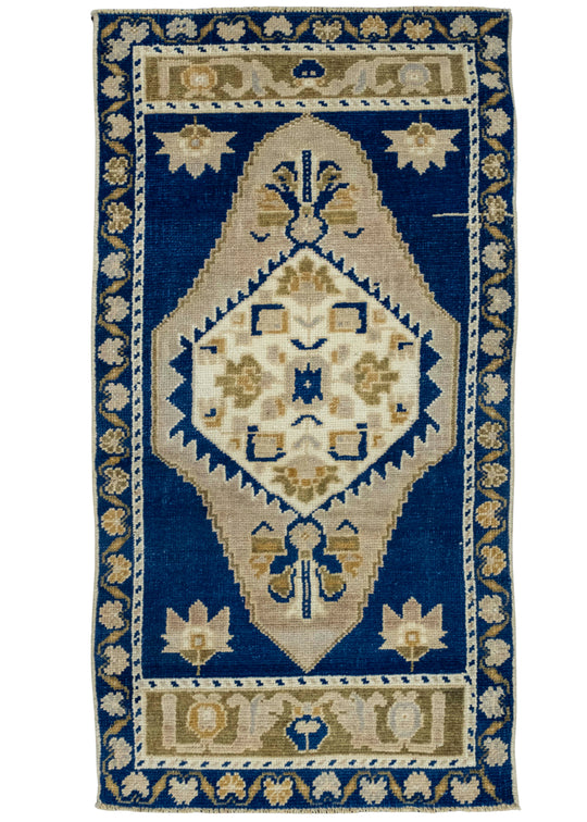 Turkish Mini Rug Oriental Hand Knotted Vintage Rug 1'11" x 3'8" #16643