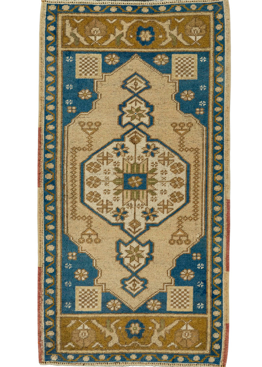 Turkish Mini Rug Oriental Hand Knotted Vintage Rug 1'8" x 3'2" #21188