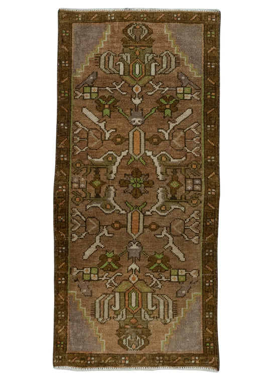 Turkish Mini Rug Oriental Hand Knotted Vintage Rug 1'7" x 3'6" #20644