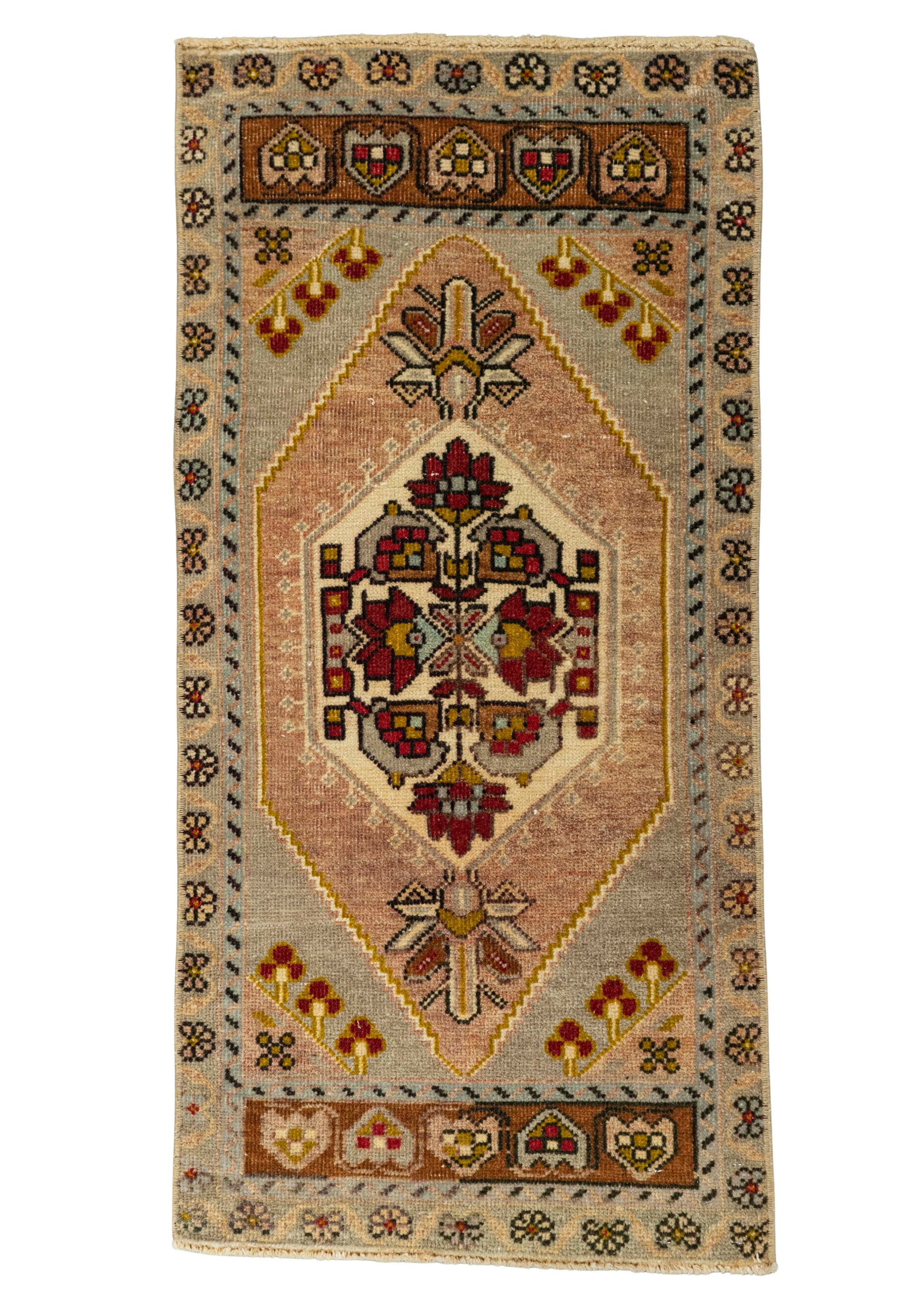 Turkish Mini Rug Oriental Hand Knotted Vintage Rug 1'7" x 3'4" #21213