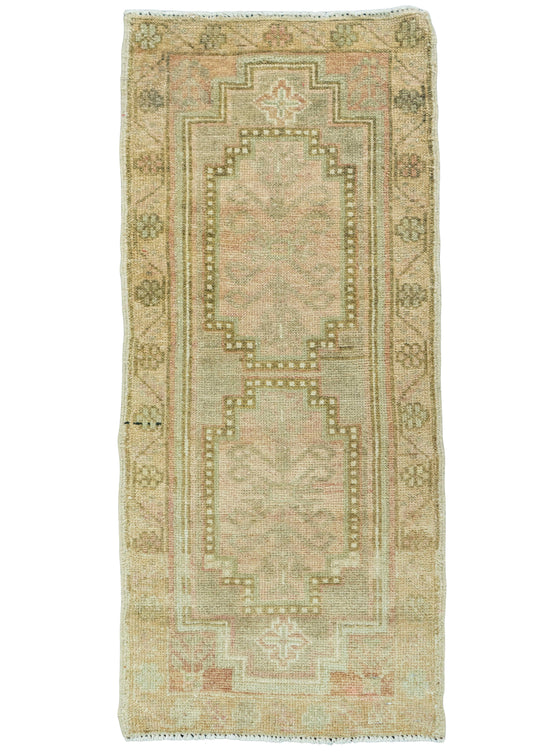 Turkish Mini Rug Oriental Hand Knotted Vintage Rug 1'6" x 3'4" #20736