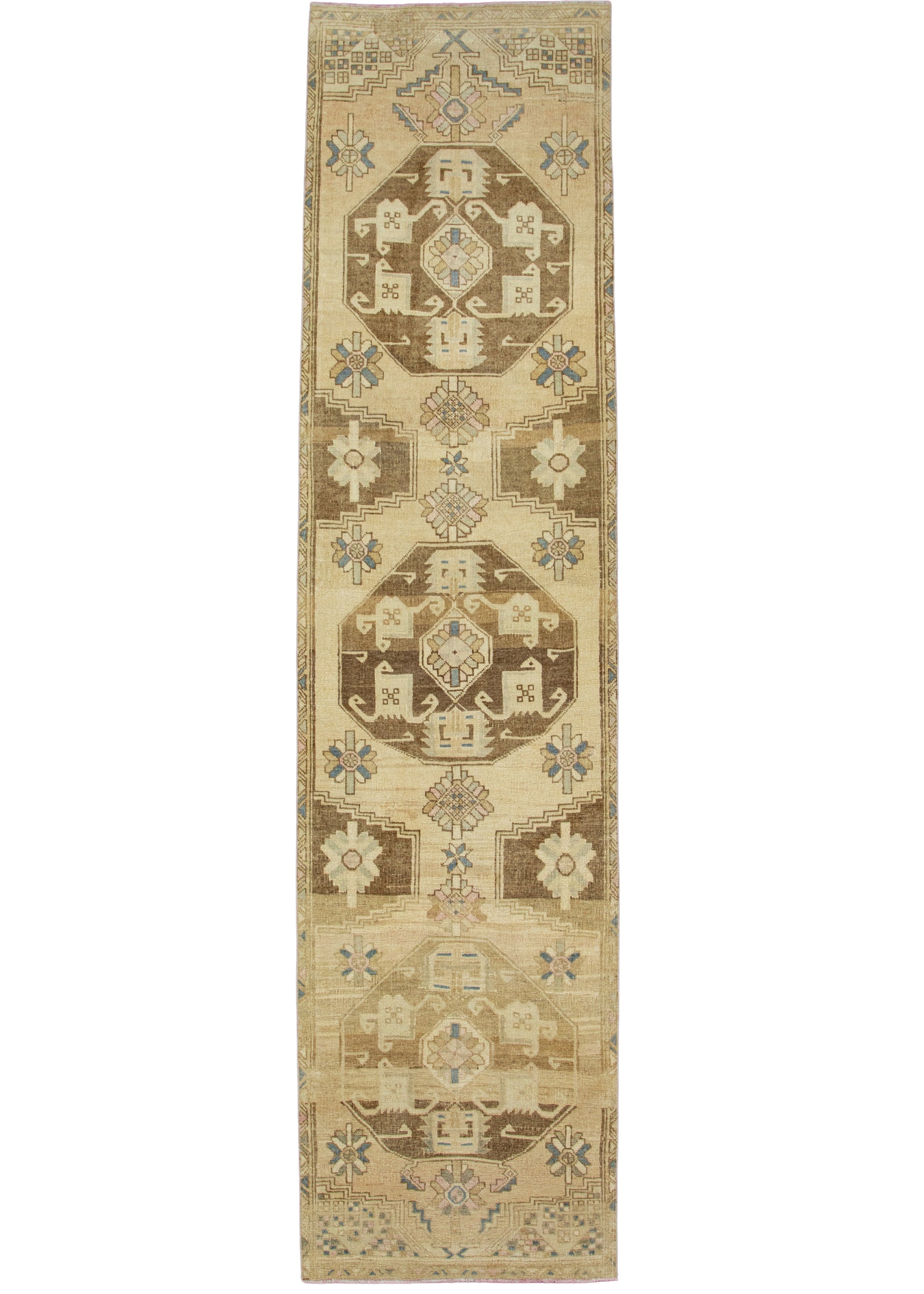 Turkish Vintage Anatolian Runner Rug 3'3" x 13'4" #17137