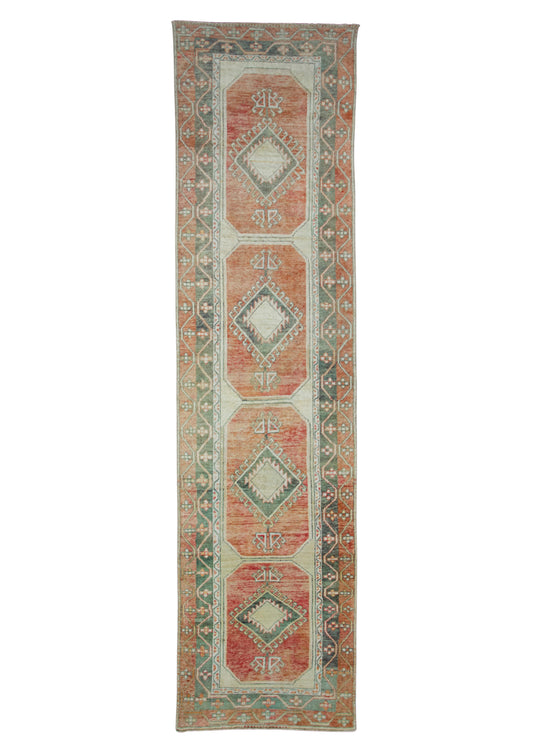 Turkish Vintage Anatolian Runner Rug 3'3" x 12'10" #17461