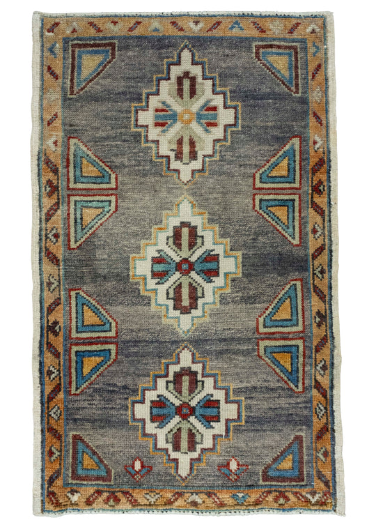 Turkish Mini Rug Oriental Hand Knotted Vintage Rug 2' x 3'4" #16378