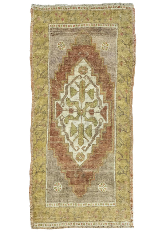 Turkish Mini Rug Oriental Hand Knotted Vintage Rug 1'7" x 3'6" #16618