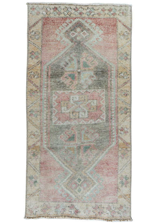 Turkish Mini Rug Oriental Hand Knotted Vintage Rug 1'8" x 3'4" #16896