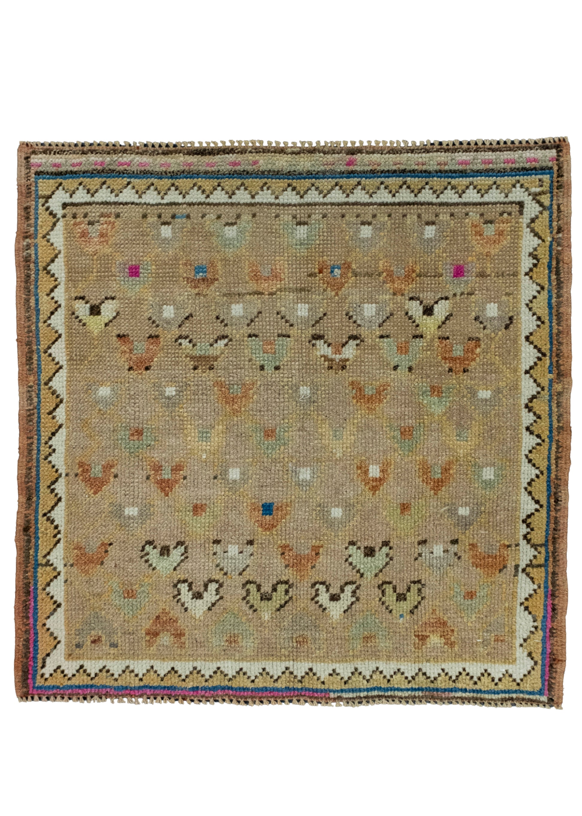 Turkish Mini Rug Oriental Hand Knotted Vintage Rug 2'5" x 2'5" #16231
