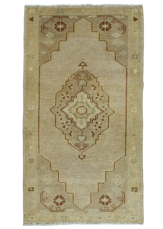 Turkish Mini Rug Oriental Hand Knotted Vintage Rug 1'8" x 3'1" #16628