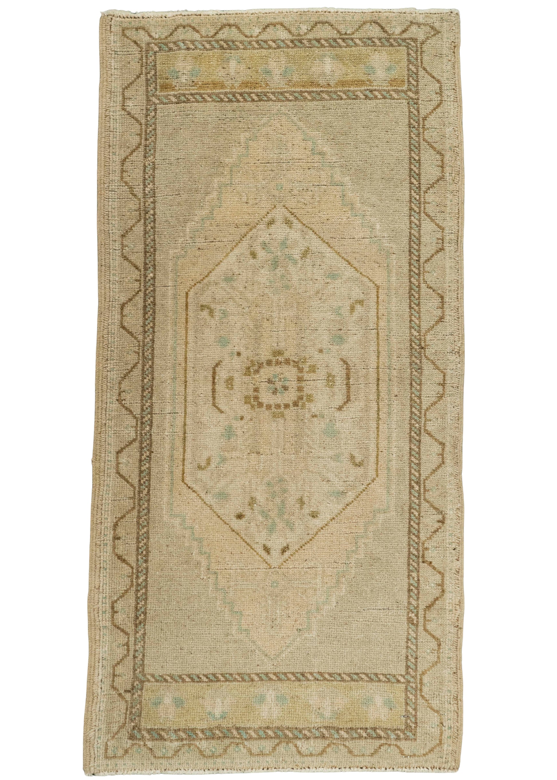 Turkish Mini Rug Oriental Hand Knotted Vintage Rug 1'9" x 3'7" #21076