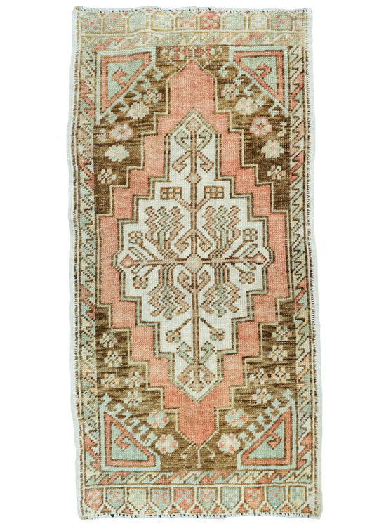 Turkish Mini Rug Oriental Hand Knotted Vintage Rug 1'8" x 3'4" #20715