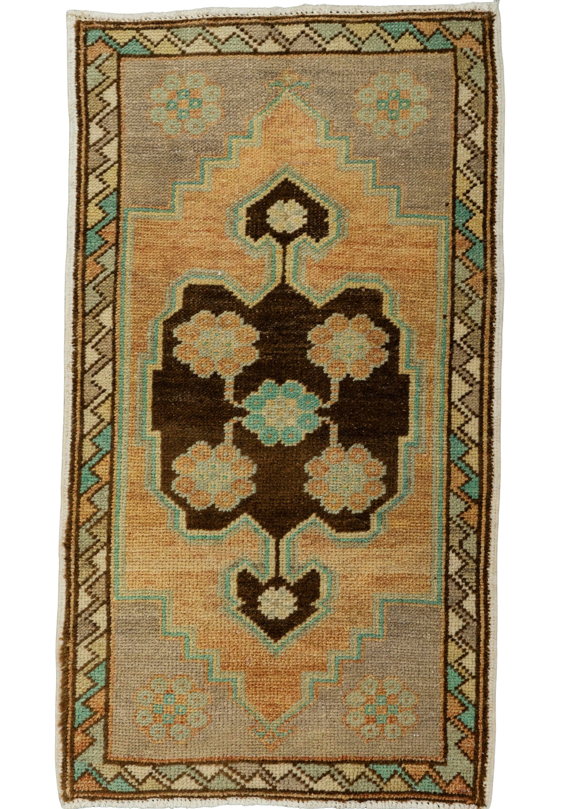Turkish Mini Rug Oriental Hand Knotted Vintage Rug 1'8" x 2'11" #21259