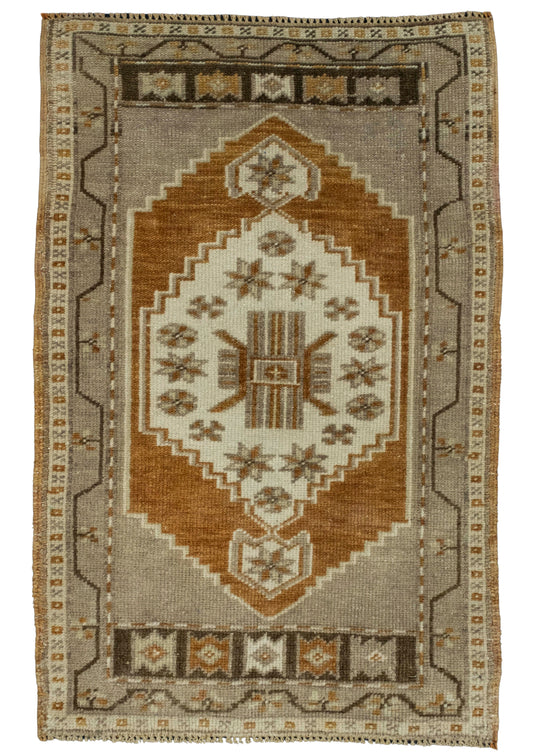 Turkish Mini Rug Oriental Hand Knotted Vintage Rug 2' x 3' #16350