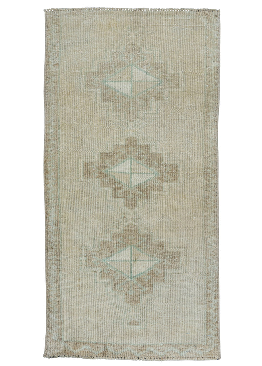 Turkish Mini Rug Oriental Hand Knotted Vintage Rug 1'8" x 3'4" #16888