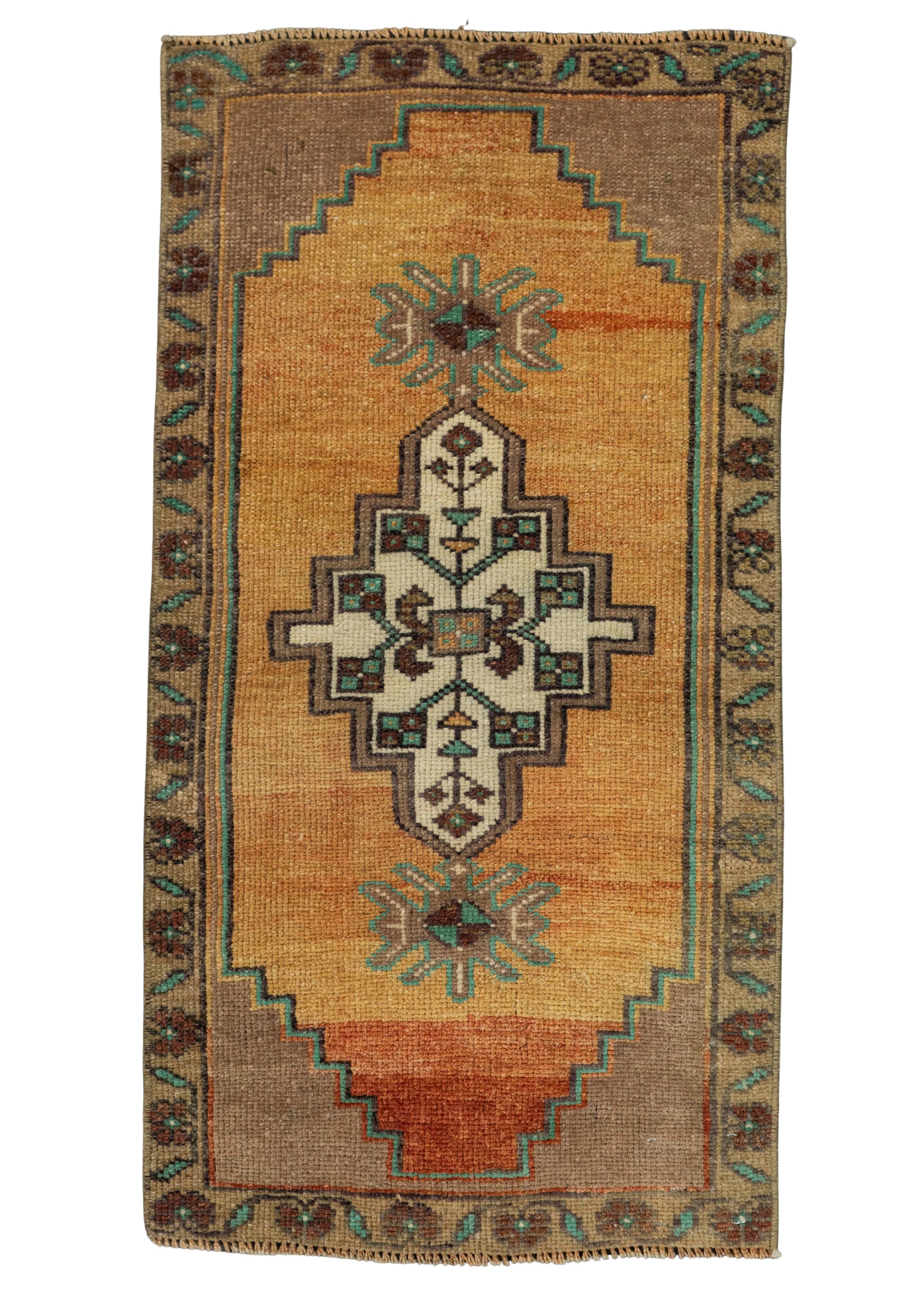 Turkish Mini Rug Oriental Hand Knotted Vintage Rug 1'7" x 3' #21220