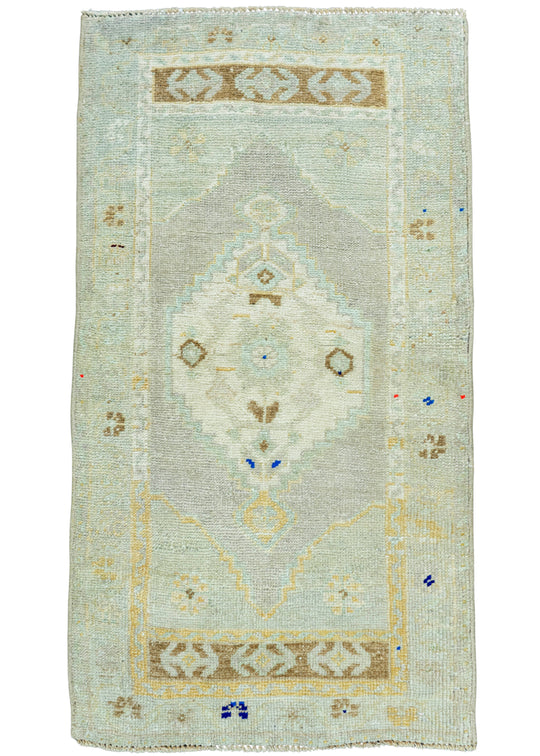 Turkish Mini Rug Oriental Hand Knotted Vintage Rug 1'8" x 3' #20717