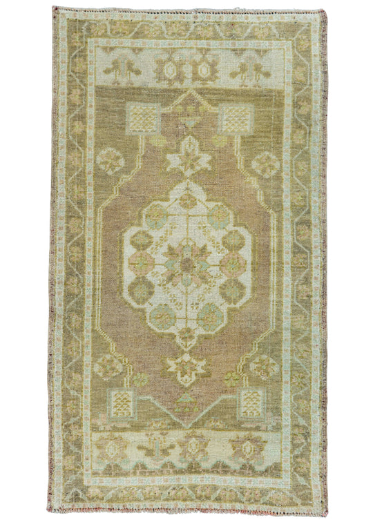 Turkish Mini Rug Oriental Hand Knotted Vintage Rug 1'10" x 3'3" #16879