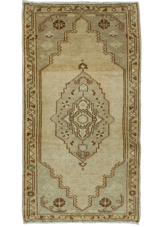 Turkish Mini Rug Oriental Hand Knotted Vintage Rug 1'8" x 3'2" #16629