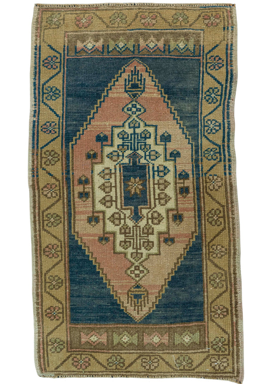 Turkish Mini Rug Oriental Hand Knotted Vintage Rug 1'10" x 3'3" #20716