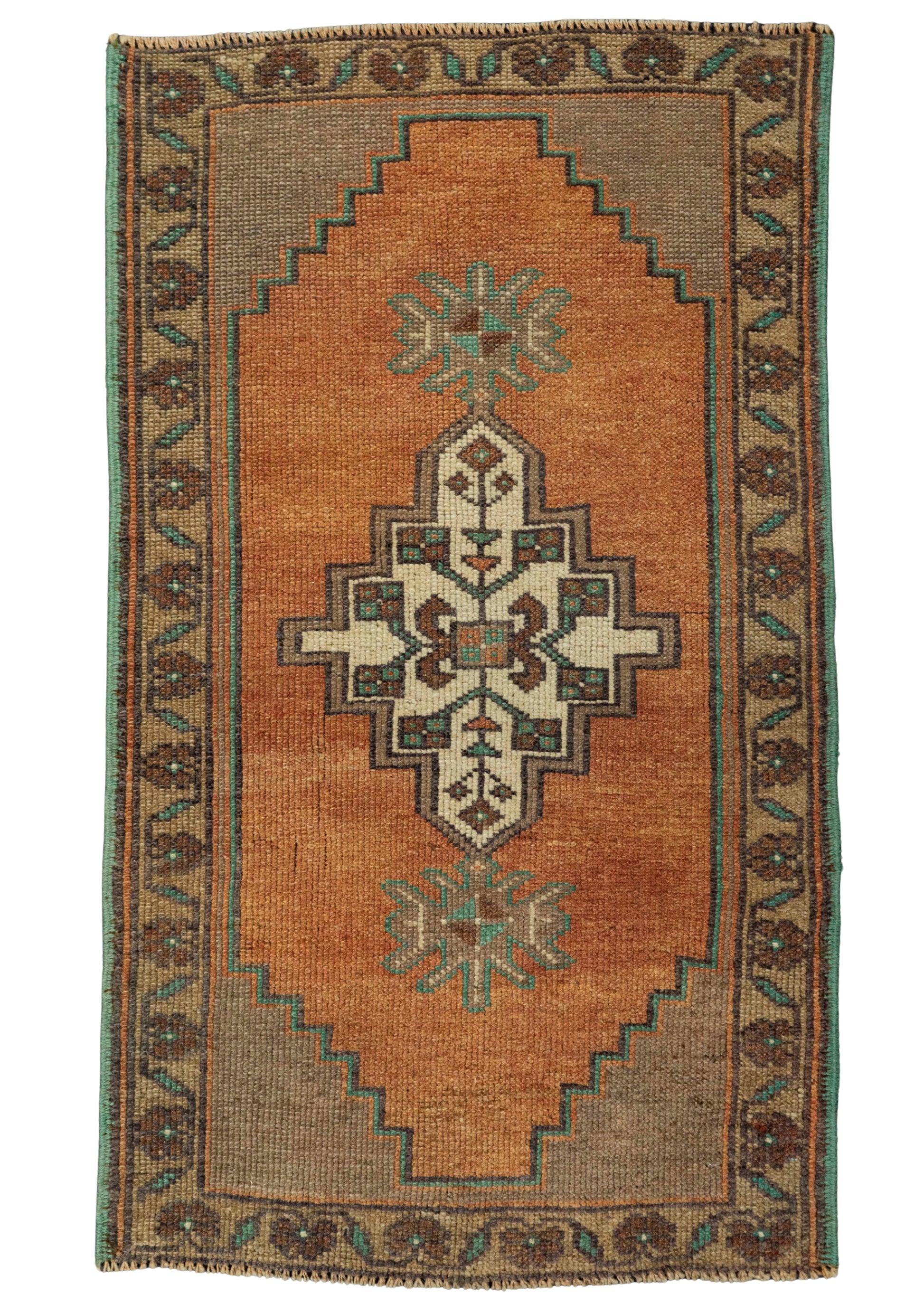 Turkish Mini Rug Oriental Hand Knotted Vintage Rug 1'9" x 3' #21167