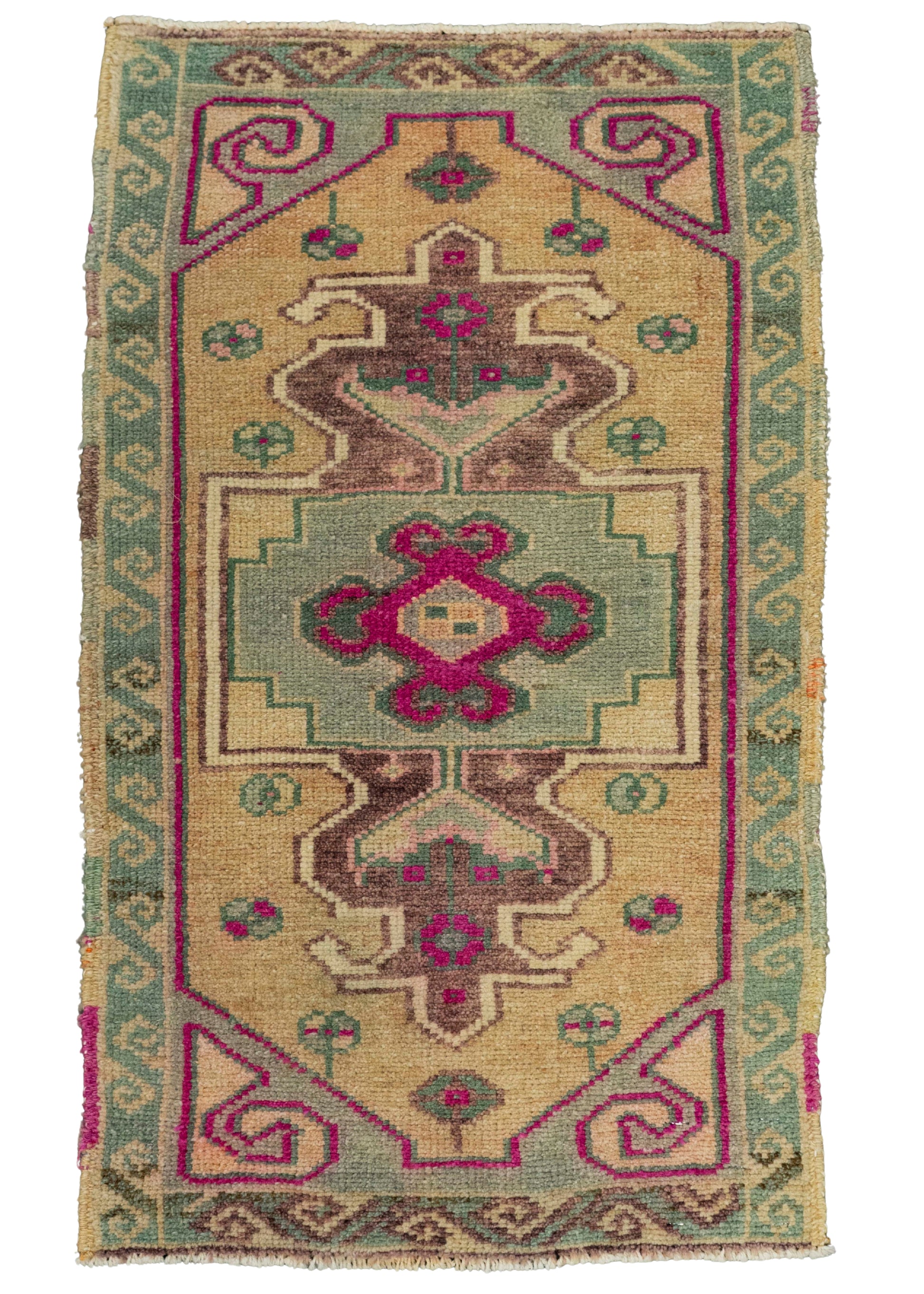 Turkish Mini Rug Oriental Hand Knotted Vintage Rug 1'6" x 2'6" #21186