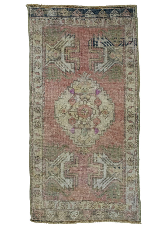 Turkish Mini Rug Oriental Hand Knotted Vintage Rug 1'8" x 3'3" #16616