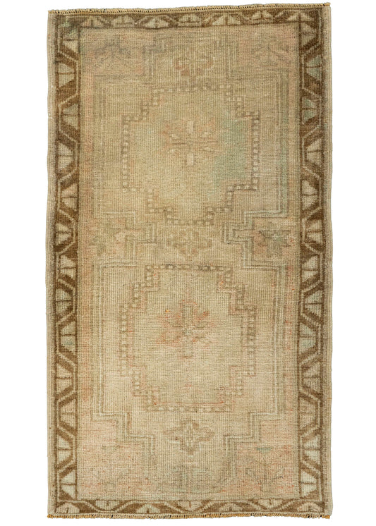 Turkish Mini Rug Oriental Hand Knotted Vintage Rug  1'9" x  3'2" #22079