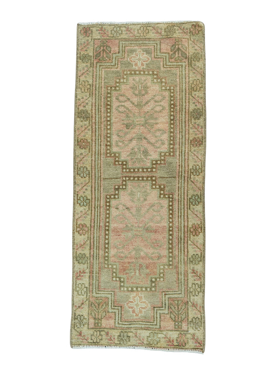 Turkish Mini Rug Oriental Hand Knotted Vintage Rug 1'5" x 3'6" #20735