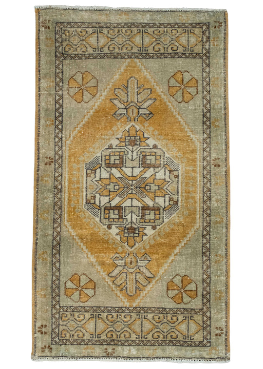 Turkish Mini Rug Oriental Hand Knotted Vintage Rug 1'10" x 3'4" #16387