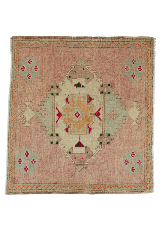 Turkish Mini Rug Oriental Hand Knotted Vintage Rug 2'5" x 2'3" #20626