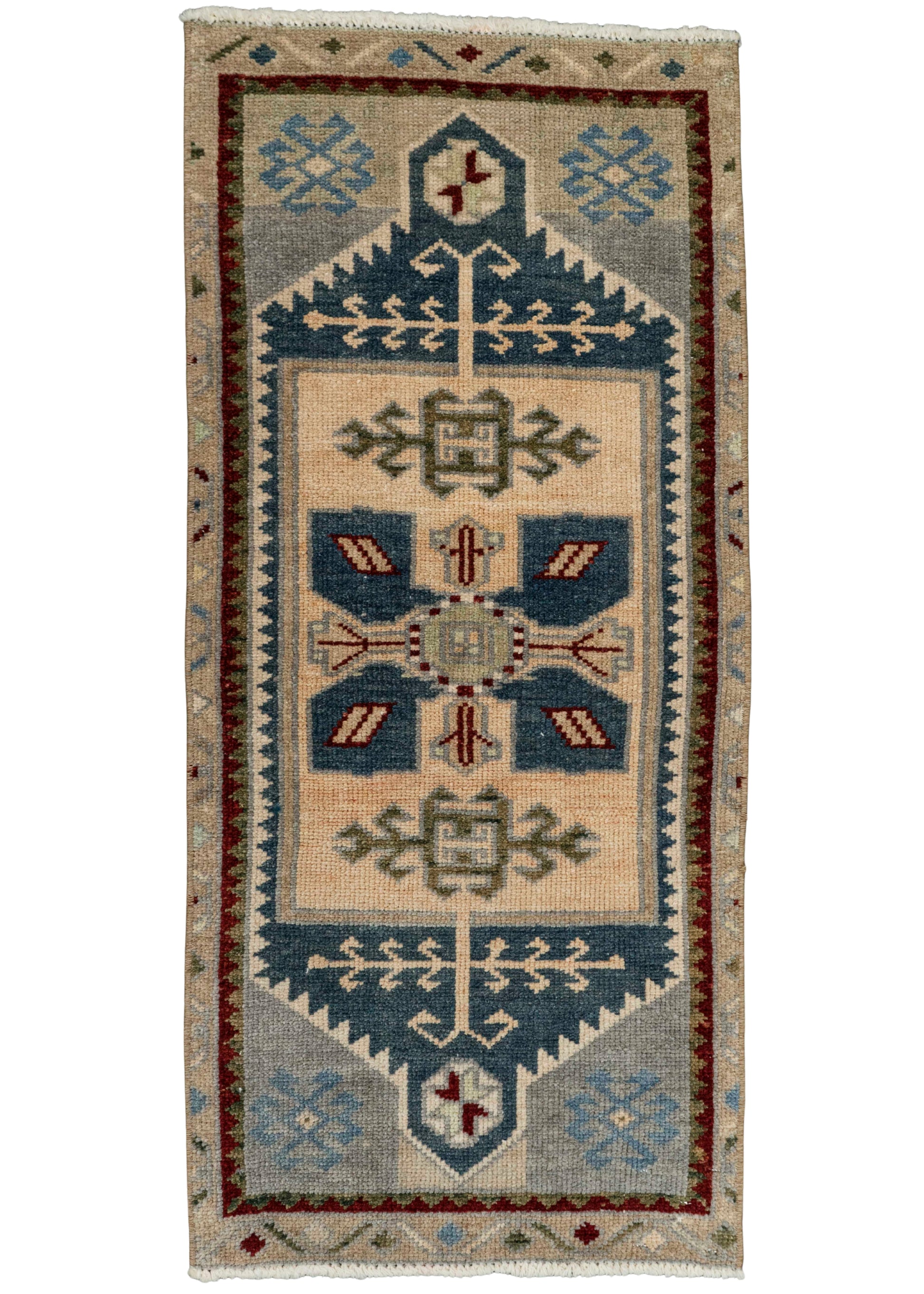 Turkish Mini Rug Oriental Hand Knotted Vintage Rug 1'6" x 3'4" #21105