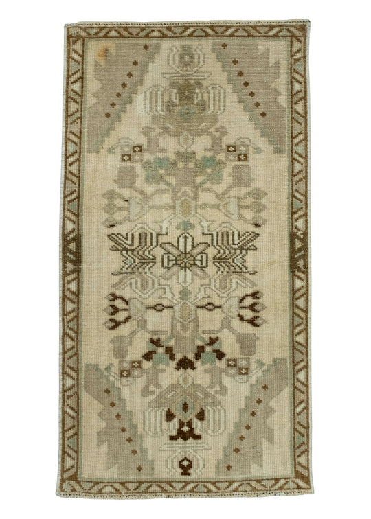 Turkish Mini Rug Oriental Hand Knotted Vintage Rug 1'7" x 3'0" #16612