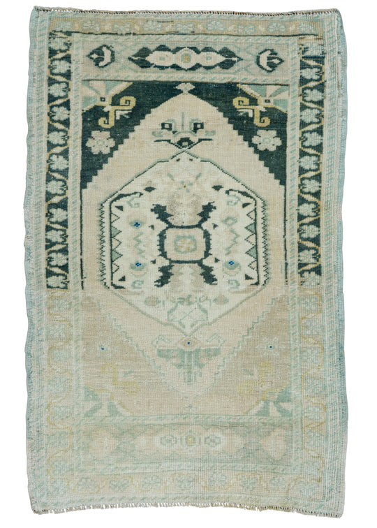 Turkish Mini Rug Oriental Hand Knotted Vintage Rug 2' x 3'2" #16892