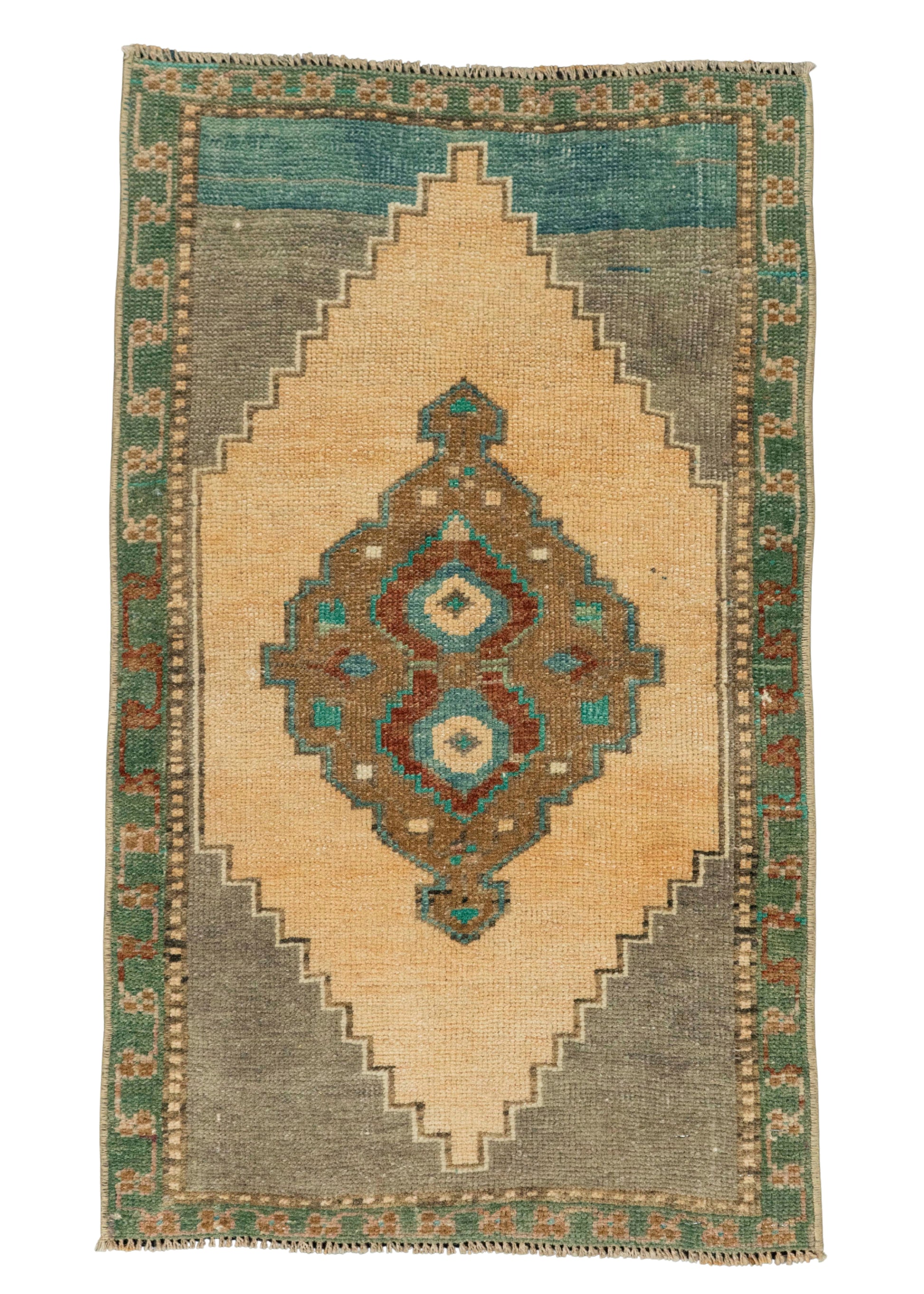 Turkish Mini Rug Oriental Hand Knotted Vintage Rug 1'7" x 2'7" #21268