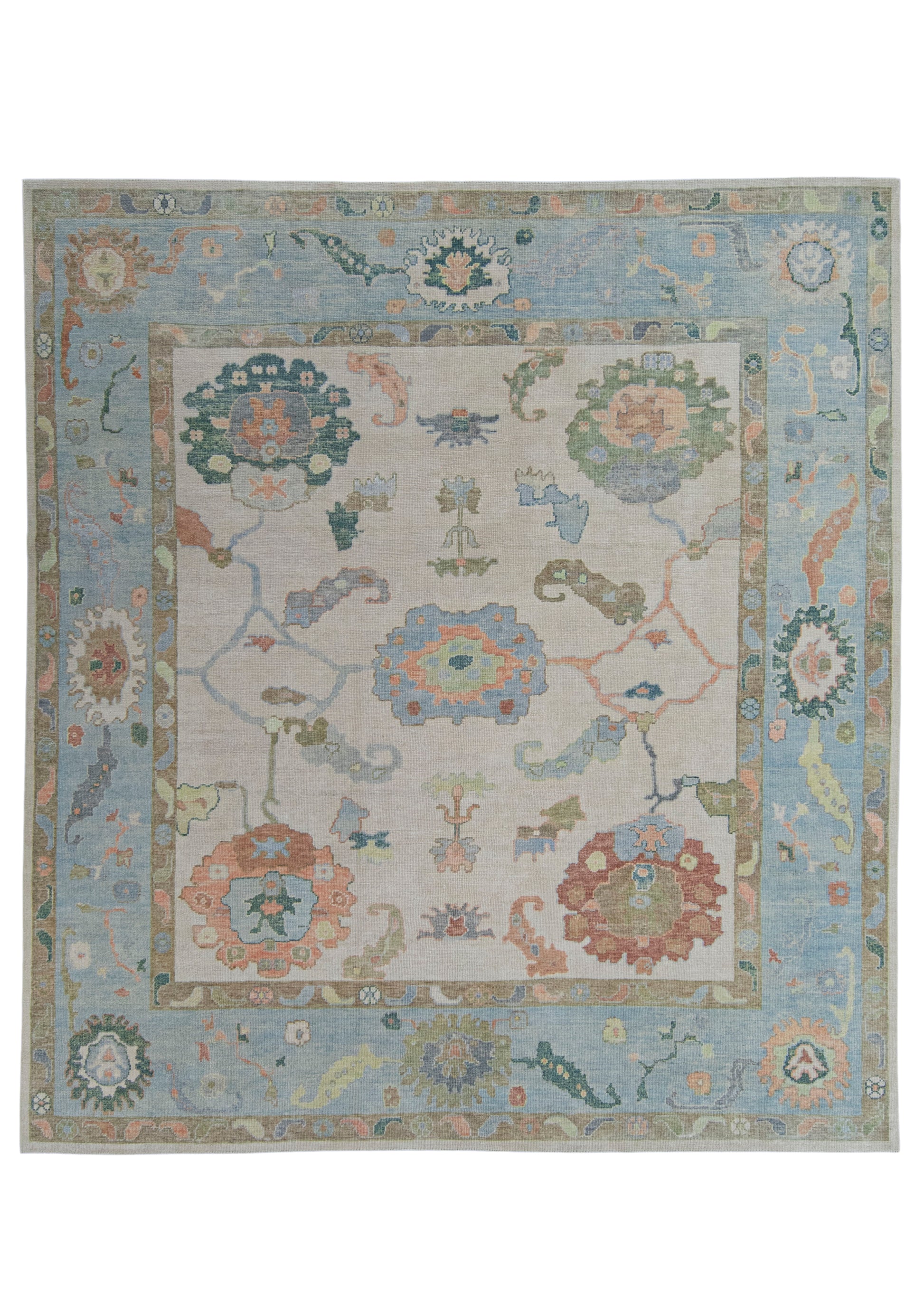 Turkish Oushak Square Rug 9'10" x 10'10" #20434