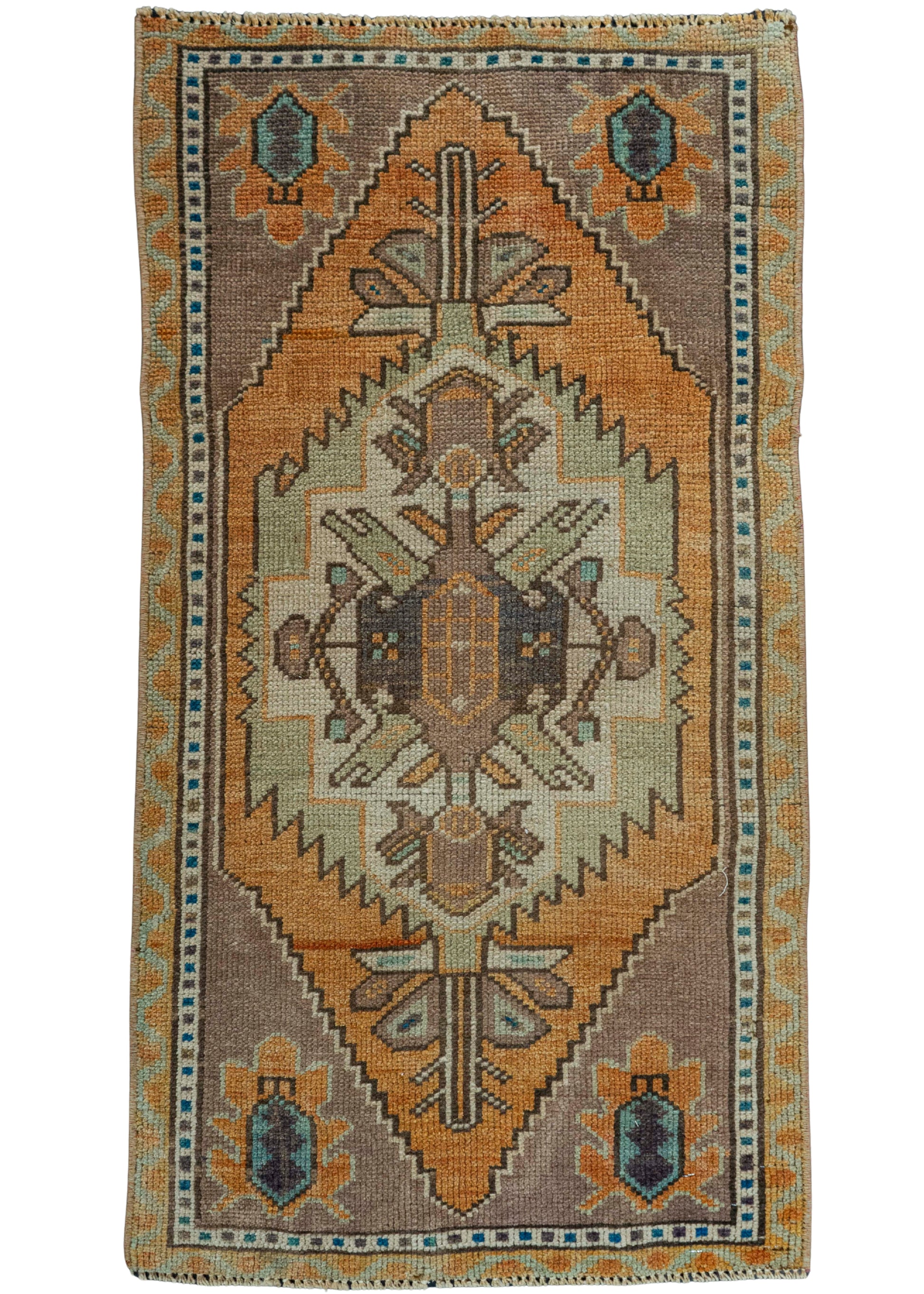 Turkish Mini Rug Oriental Hand Knotted Vintage Rug 1'8" x 3' #20734