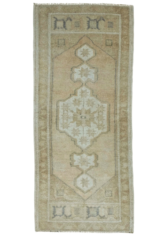 Turkish Mini Rug Oriental Hand Knotted Vintage Rug 1'8" x 3'9" #16302