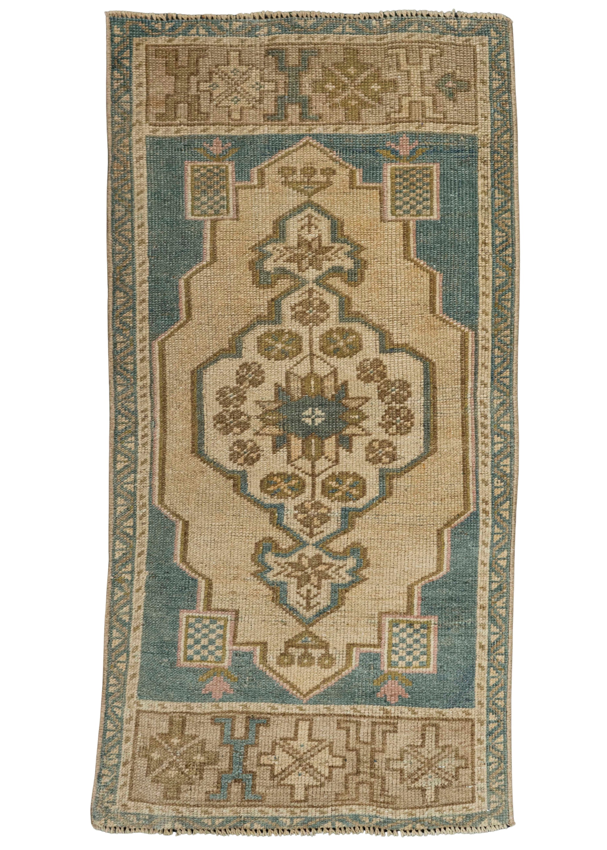 Turkish Mini Rug Oriental Hand Knotted Vintage Rug 1'9" x 3'6" #21244