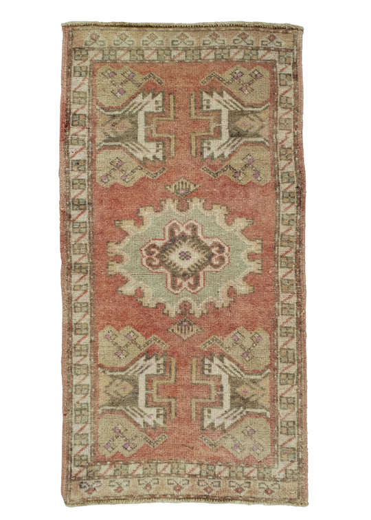 Turkish Mini Rug Oriental Hand Knotted Vintage Rug 1'8" x 3'3" #16610