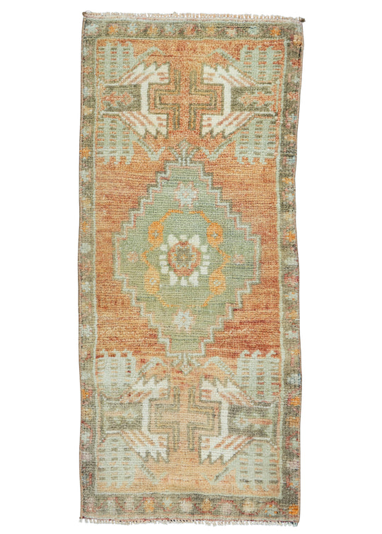 Turkish Mini Rug Oriental Hand Knotted Vintage Rug 1'4" x 3'2" #16893